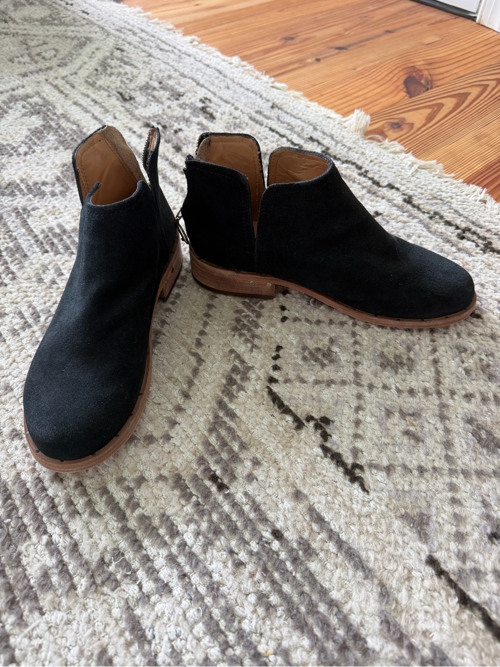 beek Black Suede Chelsea Ankle Booties with Brown Sole